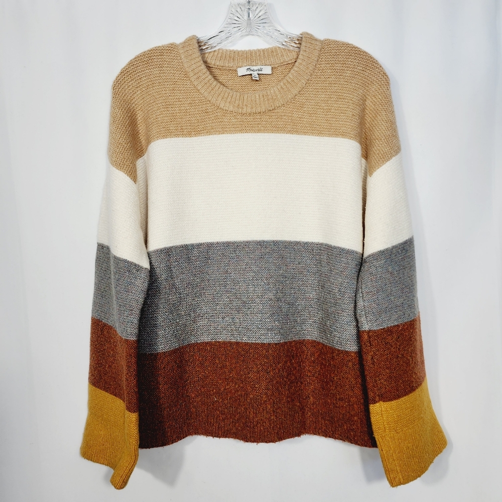 Madewell Sz S Pullover Colorblock Andrias Knit Bell Sleeve Sweater.